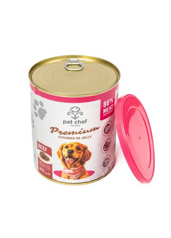 Корм влажный для взрослых собак, кусочки в желе с говядиной 800 г (*) Pet Chef (322589748)