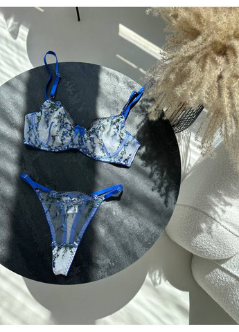 Синий балконет комплект женского белья | яркая привлекательность, синий Vital-Textile с косточками полиэстер, эластан