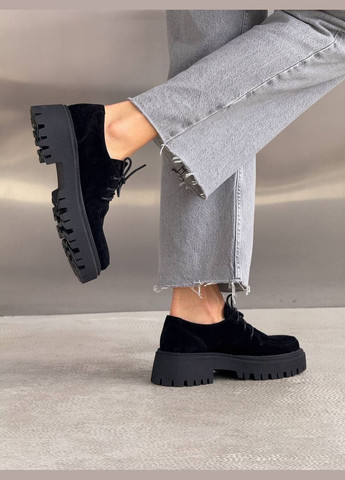 No Brand Туфлі на шнурівці чорний з натуральна замша, — (321974173)