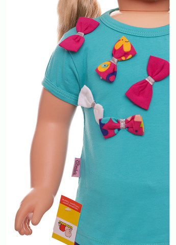 Комбінований літній футболка з велосипедками для дівчинки трикотажні бант бірюзовий 86 см (32465) BABYKROHA