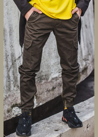 Зеленые спортивные демисезонные карго брюки Custom Wear
