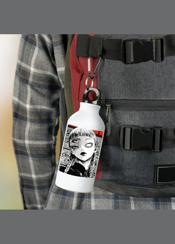 Фляга (бутылка) для воды с карабином 500 мл Металлическая (Туристическая, Для кемпинга, Для спорта) #139 500 мл Белый No Brand (323639755)