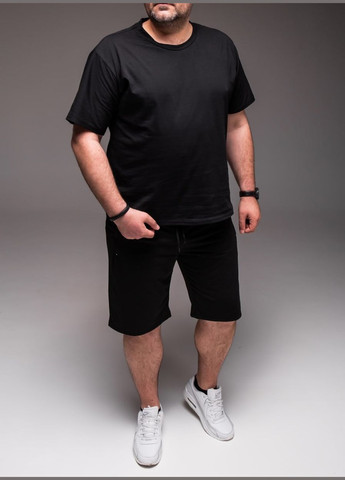 Черная 2 в 1 футболка + шорты большие размеры хлопок 100% No Brand