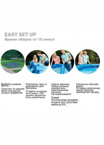 Семейный наливной надувной бассейн Easy Set 28130, размер 366 х 76 см Intex (269266244)