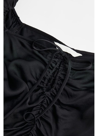 Чёрная атласная блуза H&M