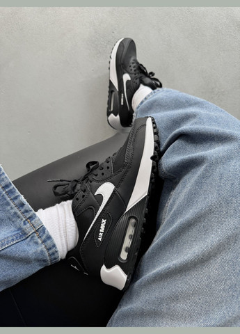 Чорно-білі Осінні кросівки чоловічі і жіночі nike air max 90 black white | найк аір макс 90 чорно-білі No Brand