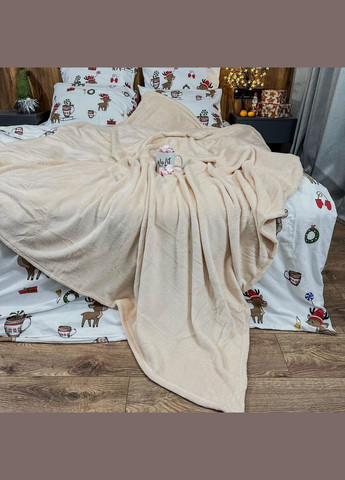 Плед микрофибра велсофт однотонный на диван полуторный 150х200 Беж (М-lel-001) No Brand (308754646)