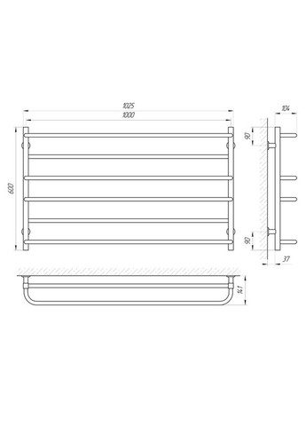 Електричний полотенцесушитель Зебра Практик ЧК6 1000Х600 Е білий Laris (318681401)