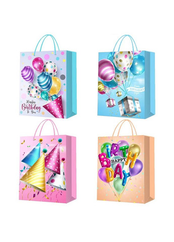 Пакет подарунковий паперовий M "Happy birthday 3D" 26*32*12см Home (311851381)