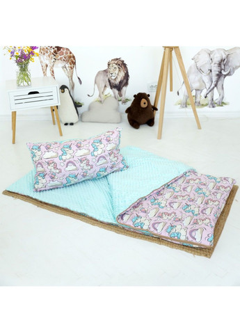 Дитячий спальний мішок на блискавці з подушкою чохлом для зберігання перенесення (479337-Prob) Єдинороги розмір S Unbranded (317275889)