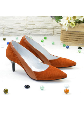 Vasha para Туфли женские рыжие на маленькой шпильке, натуральная замша и кожа. 37,39 размер оранжевый з, украина — демисезон (303931878)