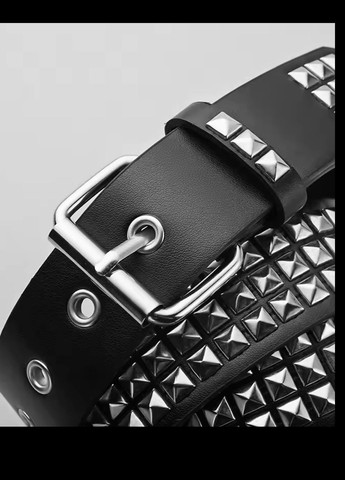 Ремінь на пояс з екошкіри "Заклепки Піраміда 3 ряди" з люверсами з металевою пряжкою No Brand (303358569)