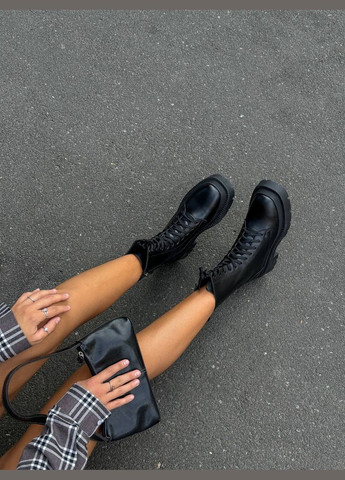 Зимові натуральні шкіряні черевики чорний колір на хутрі No Brand 2025 (314808627)