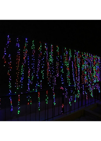 Гірлянда Бахрома вулична 600 LED 36 м від мережі чорна нитка, мультиколір No Brand (369401256)