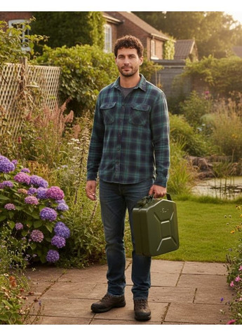 Каністра 5 л сталева вертикальна для бензину палива та безпечного транспортування (2104618809) Lavita (369963227)