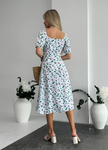 Зелена повсякденний стильна літня сукня з квітковим візерунком No Brand з квітковим принтом