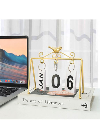 Настільний вічний календар, фліп-календар металевий (золотистий) China (366875174)
