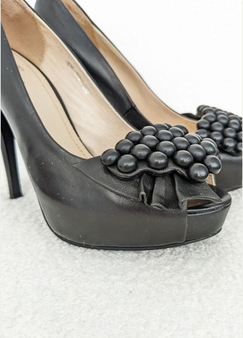 InFashion Вишукані елегантні шкіряні туфлі на підборах чорний з натуральна шкіра, україна — демісезон (322345144)