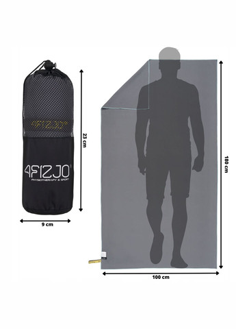 Полотенце спортивное XL 180 x 100 см из микрофибры 4FJ0420 Gray 4FIZJO серый