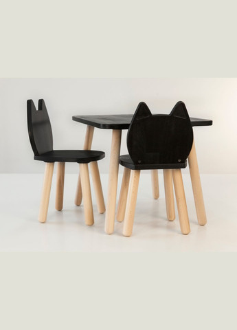 Дитячий столик і 2 стільчика Cat для дітей 4-7 років Чорний Tatoy (305847293)