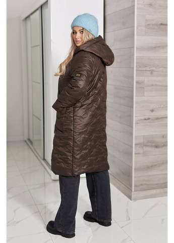 Темно-коричневая зимняя женская куртка-пальто куртка-пальто FINO Mode