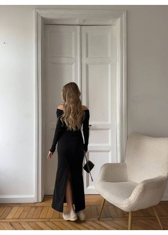 Черное женское платье макси с открытыми плечами (арт. 349sh) No Brand