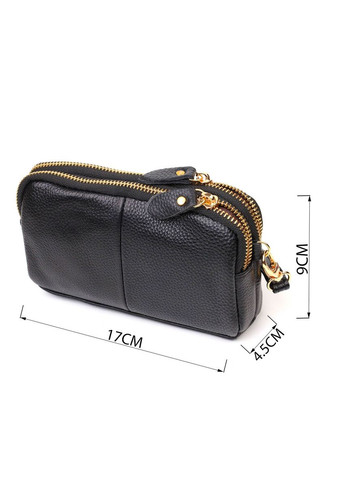 Жіночий клатч на два відділення з натуральної шкіри 22088 Чорний Vintage (298568969)