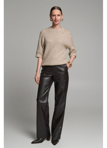 Молочний демісезонний светр з кротким рукавом із вовняної пряжі з додаванням мохеру (2811) Triko Bakh