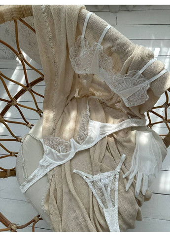 Белый балконет комплект женского белья | нежный кружевной, белое соблазнение Vital-Textile с косточками полиэстер, эластан