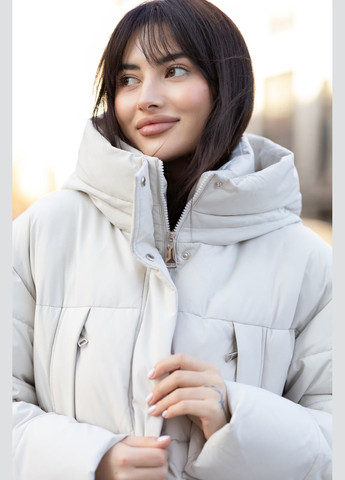 Сіро-бежеве зимнє Жіноче зимове пальто 35538 Lusskiri