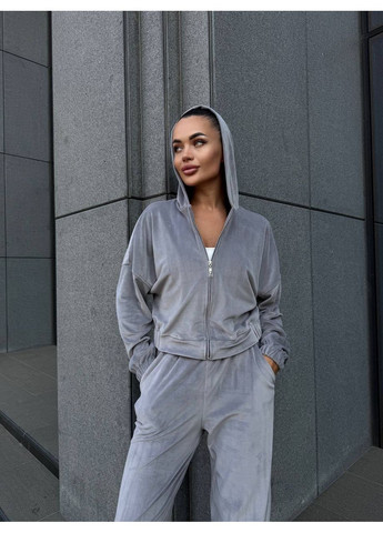 Велюровый женский костюм двойка: укороченная кофта и брюки свободного кроя MonCher (352529251)