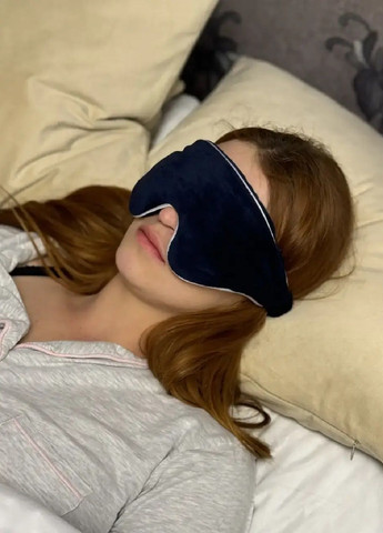 Маска для сну обтяжена з повним приляганням до обличчя знімною вставкою з мікроскляними кульками 30х9х3 см (479457-Prob) Синя Unbranded (319301956)