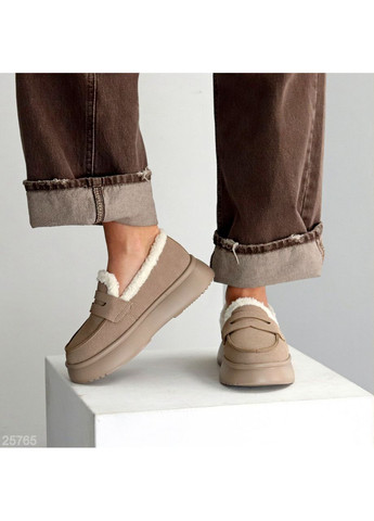 Жіночі зимові автоледі Stelary, колір латте, натуральна замша, на платформі з екохутром No Brand (366079973)