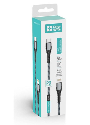 Кабель USB-C - Lightning (M/M), PD Fast Charging, 3 А, 1 м, Grey (CW-CBPDCL033-GR) Colorway (336959605)