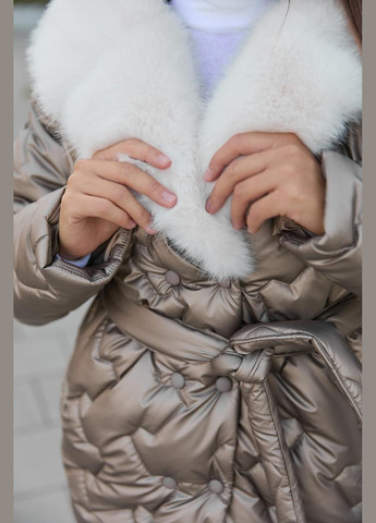 Бронзова зимова жіноча куртка (k328) 46 MN