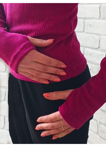 Жіноча водолазка з високим горлом, базовий гольф з вирізом для пальця, тонкий малиновий рубчик No Brand (368883025)