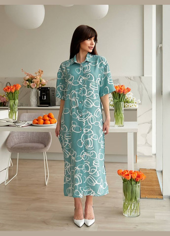 Фісташкова довга сукня-сорочка Fashion