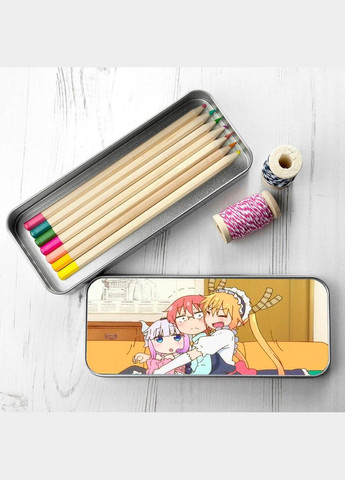 Пенал шкільний для хлопчика та дівчинки металевий Аніме Драконопокоївка пані кобаяші #003 7*18 см Silver No Brand (309156571)