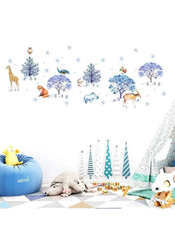 Вінілові наклейки на стіну Звірі в зимовому зоопарку (лист 60 х 90 см) Б77 No Brand (302242300)