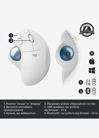 Мишка Ergo M575 Wireless Trackball Off-white (910-005870) Logitech (280938974)