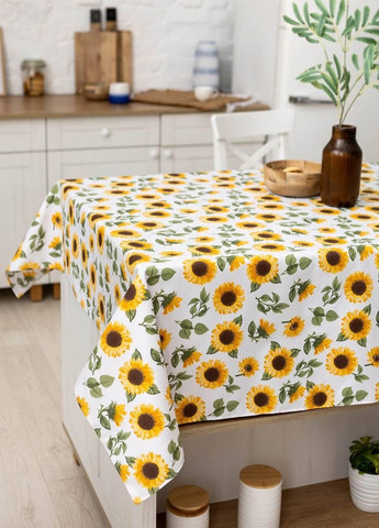 Скатерть водоотталкивающая 120х180 см хлопчатобумажная Подсолнечники 05012 (0501-2) No Brand (308755070)