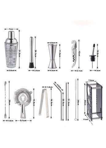 Набір для бару 16 предметів Creation K17-3 з підставкою інвентар бармена 4 шт. Lesko (335365928)