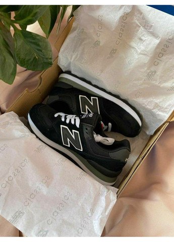 КРОСІВКИ ЖІНОЧІ NEW BALANCE 574 BLACK GREEN НЬЮ БЕЛАНС 574 No Brand сірі демісезони (369393637)