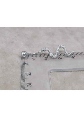 Срібна сережка для пірсингу Змійка пупка з фіанітами. 6027 Ірій (351378002)