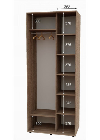 Шкаф-купе двухдверный 120*60*250 см Дуб Сонома Трюфель 2 двери ДСП + Зеркало Алекса (360477038)