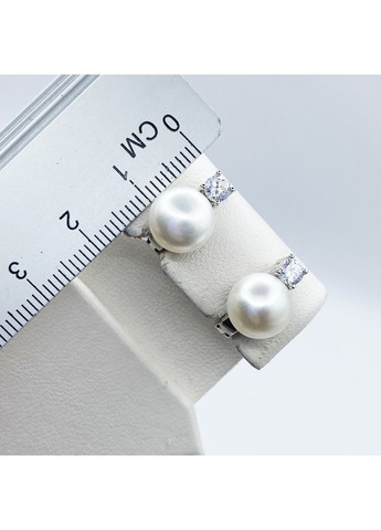 Сережки срібні з перлами та кубічним цирконієм 4,74 г No Brand (369737331)