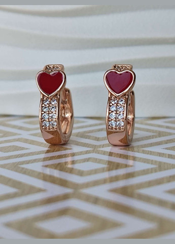 Сережки ксюпинг xuping позолота медицинское золото медицинская сталь сердечки красная эмаль Xuping Jewelry (336190314)