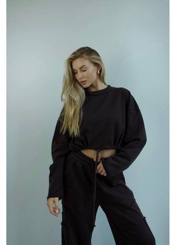 Женский костюм джоггеры+худи черного цвета 35172 No Brand (363132917)