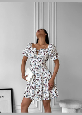 Білий повсякденний жіноча сукня міні у квітковий принт а-силует Style Point з квітковим принтом