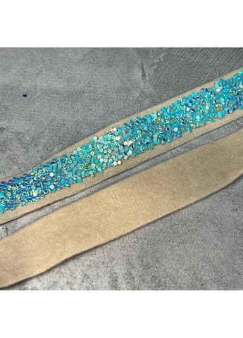 Тканевая тесьма с блестящей присыпкой, ширина 1,5 см, цвет бирюзовый, арт 013459, отрезок 1 метр No Brand (318441244)